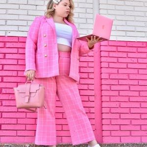 Eloquii Pink Plaid Suit